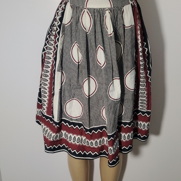 Anthropologie Maeve Burgundy Black Moonsong Sleeveless Back Zip Dress Size 10 - Picture 4 of 13